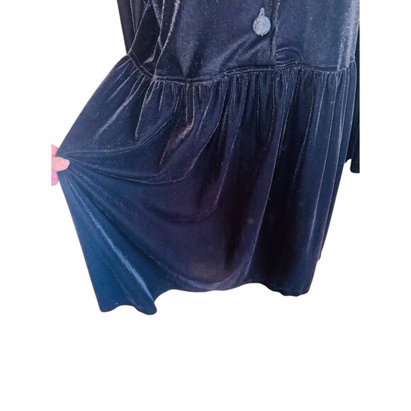 Vintage Coldwater Creek Black Velvet Buttoned Dress M Fairy Goth Wednesday Adams - Picture 8 of 10